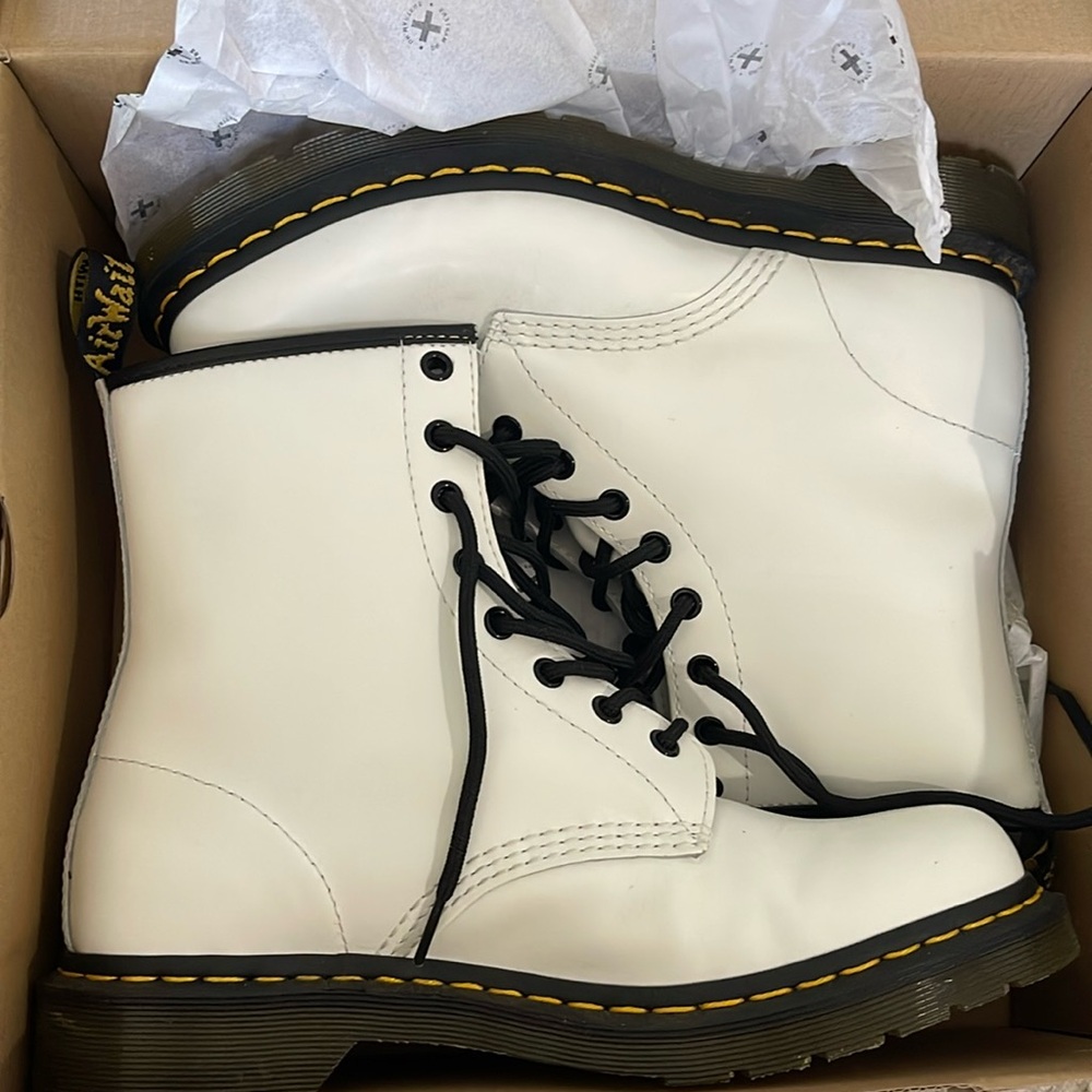 White Dr. Martens boots